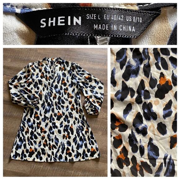 SHEIN Leopard Dress Animal Print Long Sleeve Large Boho Party - Picture 7 of 10